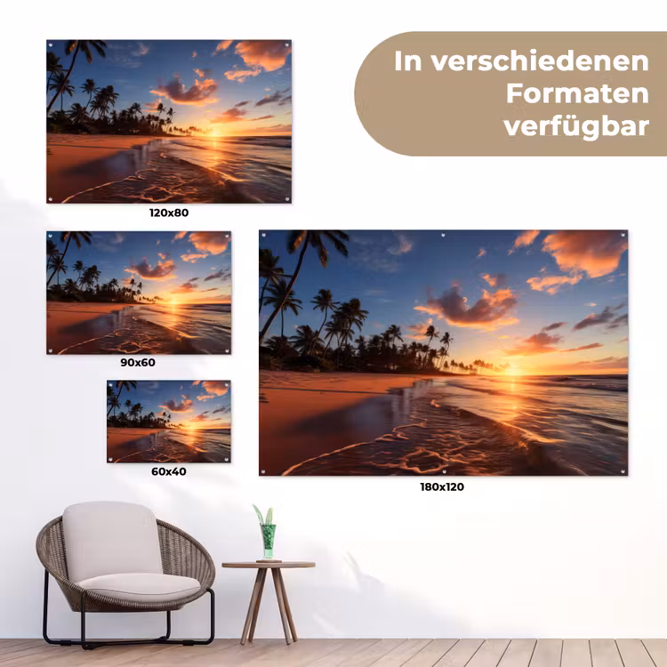 Palmbomen bij Zonsondergang tuinposter los doek klein -Xsfeer9_DE