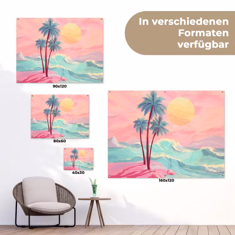 Palmbomen - Golven - Zee tuinposter los doek klein -Xsfeer9_DE