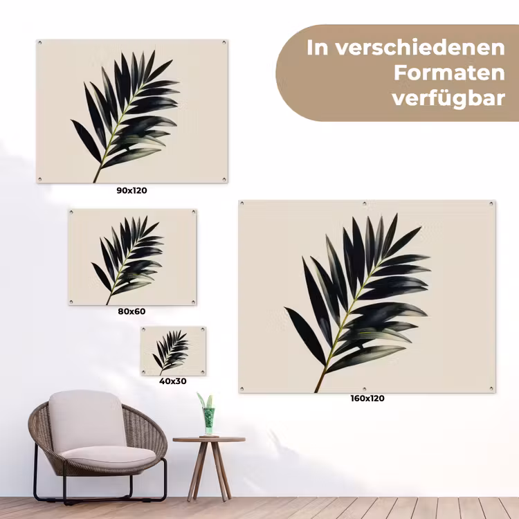 Palmblad - Subtiel - Groen - beige tuinposter los doek klein -Xsfeer9_DE