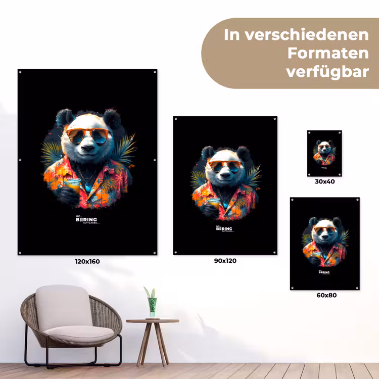 Panda als tropische straatkunst tuinposter los doek klein -Xsfeer9_DE