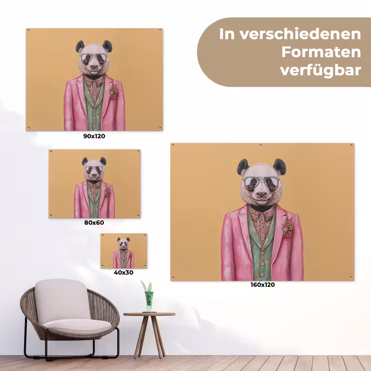 Panda - Pak - Zonnebril - Blauw tuinposter los doek klein -Xsfeer9_DE