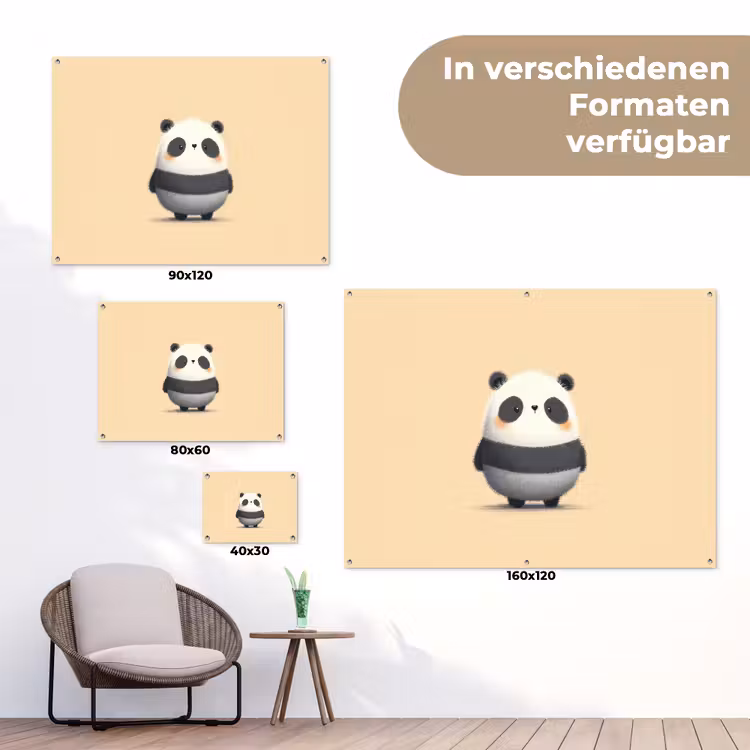 Panda - Beige - Minimalistisch tuinposter los doek klein -Xsfeer9_DE