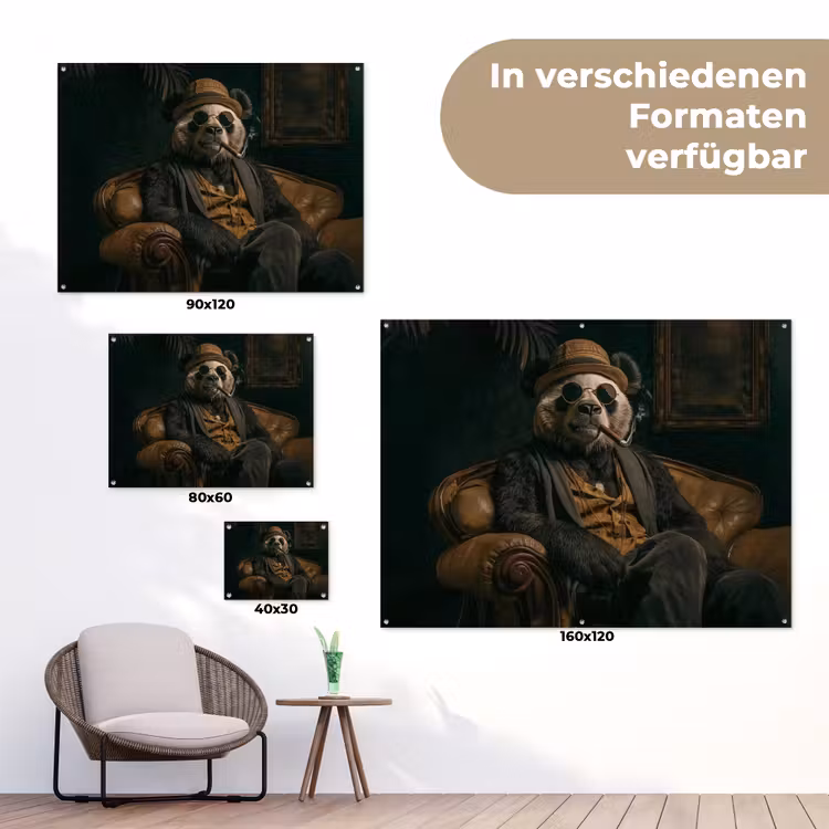 Panda - Hoed - Bril - Pak tuinposter los doek klein -Xsfeer9_DE