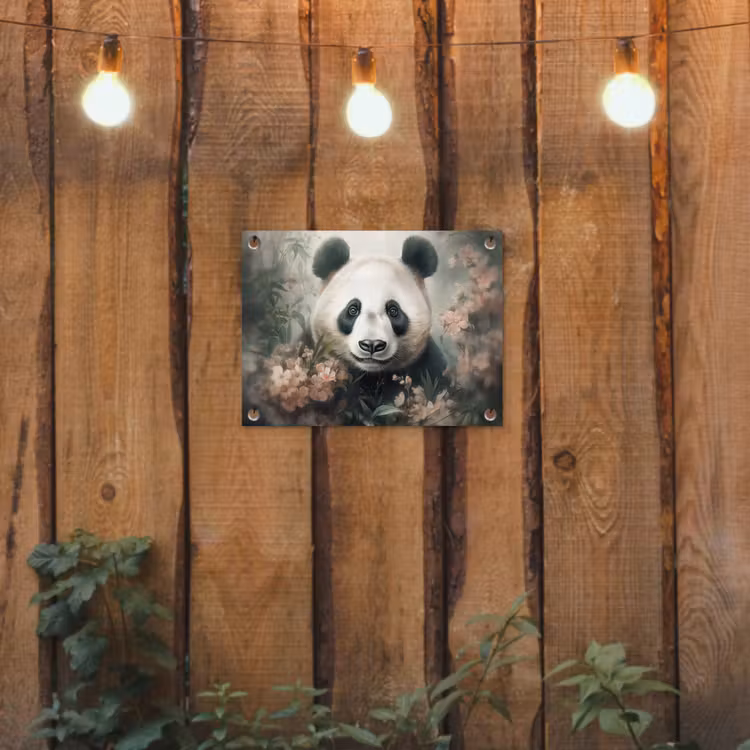 Panda - Dieren - Bloemen - Planten tuinposter los doek klein -sfeer1