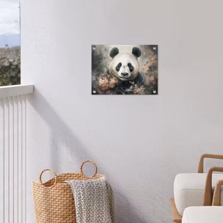 Panda - Dieren - Bloemen - Planten tuinposter los doek klein -sfeer8