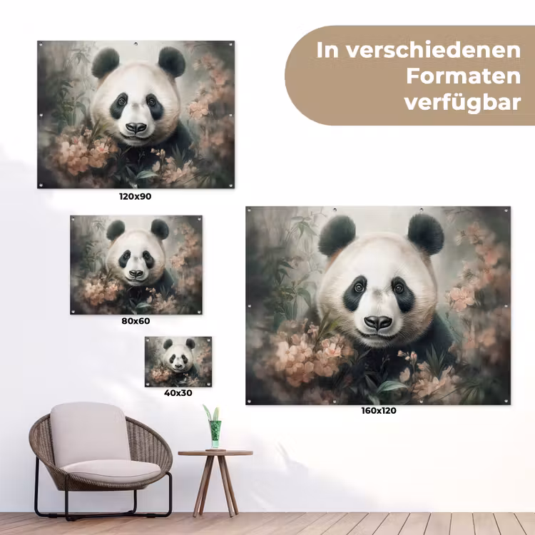 Panda - Dieren - Bloemen - Planten tuinposter los doek klein -Xsfeer9_DE