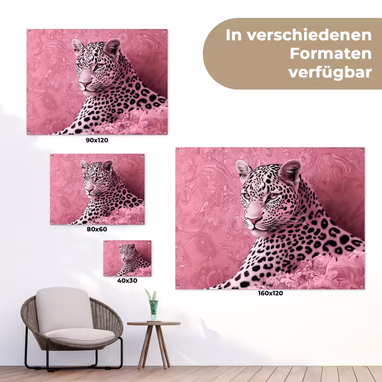 Panter - Luxe - Roze tuinposter los doek klein -Xsfeer9_DE