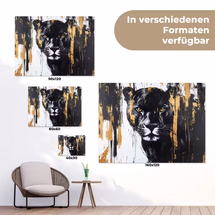 Panter - Zwart - Abstract - Verfstreken tuinposter los doek klein -Xsfeer9_DE