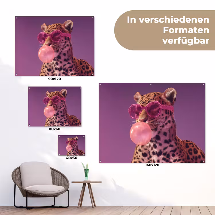 Panter - Zonnebril - Kauwgombel - Roze tuinposter los doek klein -Xsfeer9_DE