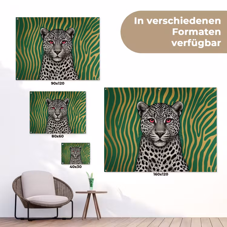 Panter - Zebrapatroon - Groen tuinposter los doek klein -Xsfeer9_DE
