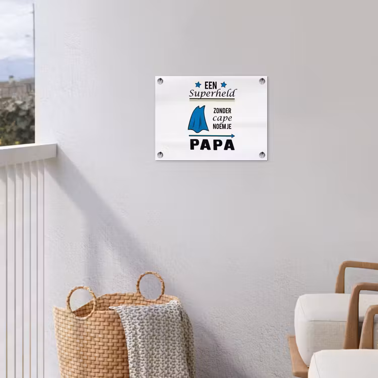 Papa - Quotes - Een superheld zonder cape noem je papa - Spreuken tuinposter los doek klein -sfeer8