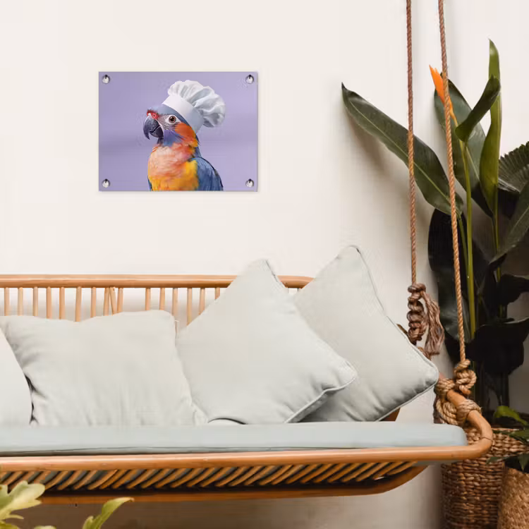Papegaai - Koksmuts - Paars - Cute tuinposter los doek klein -sfeer7