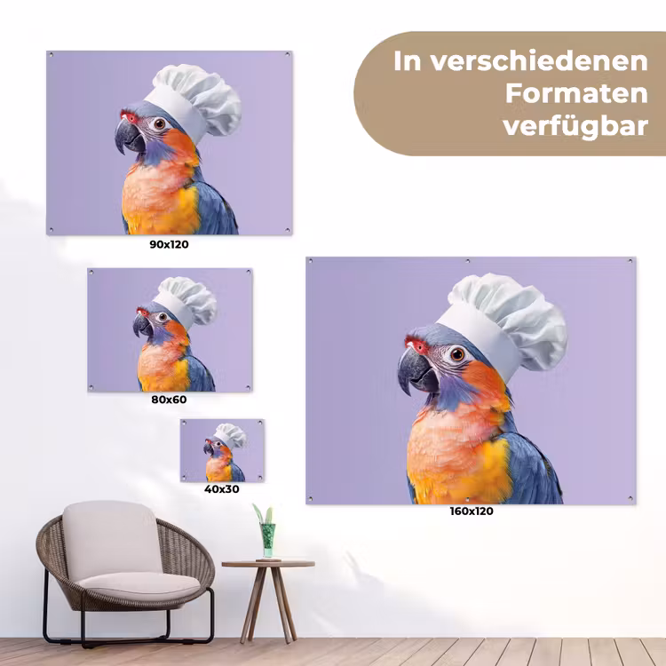 Papegaai - Koksmuts - Paars - Cute tuinposter los doek klein -Xsfeer9_DE
