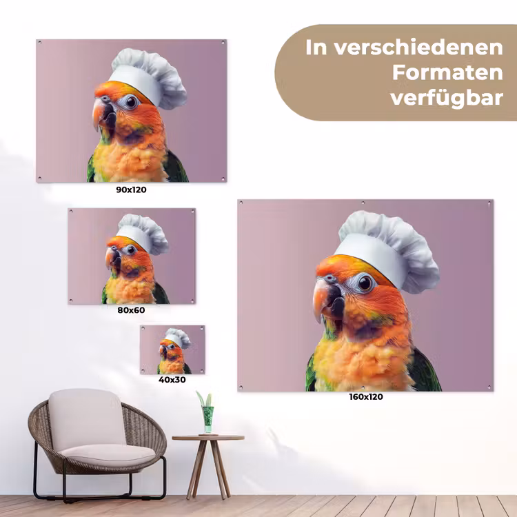 Papegaai - Koksmuts - Nieuwsgierig - Vogel tuinposter los doek klein -Xsfeer9_DE