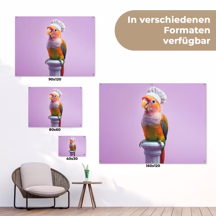 Papegaai - Koksmuts - Pilaar - Vogel tuinposter los doek klein -Xsfeer9_DE