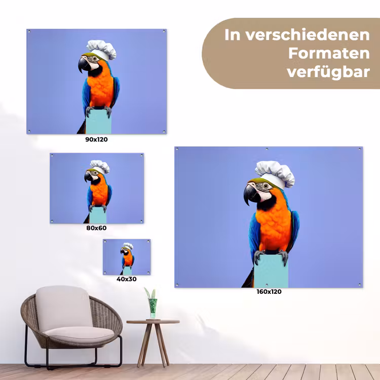 Papegaai - Koksmuts - Vogel - Leuk tuinposter los doek klein -Xsfeer9_DE