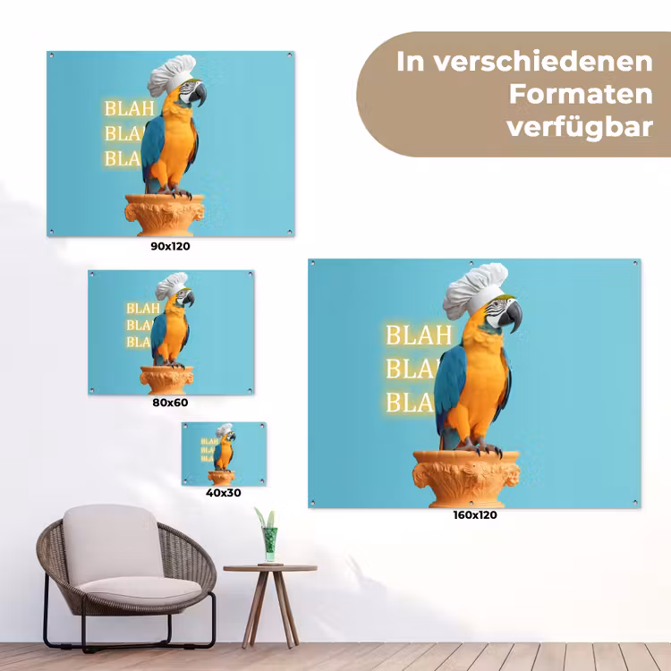 Papegaai - Koksmuts - Quote - Neon tuinposter los doek klein -Xsfeer9_DE