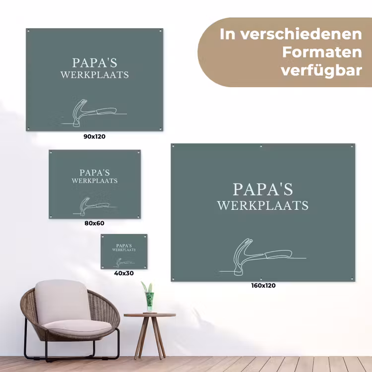 Papa's Werkplaats tuinposter los doek klein -Xsfeer9_DE