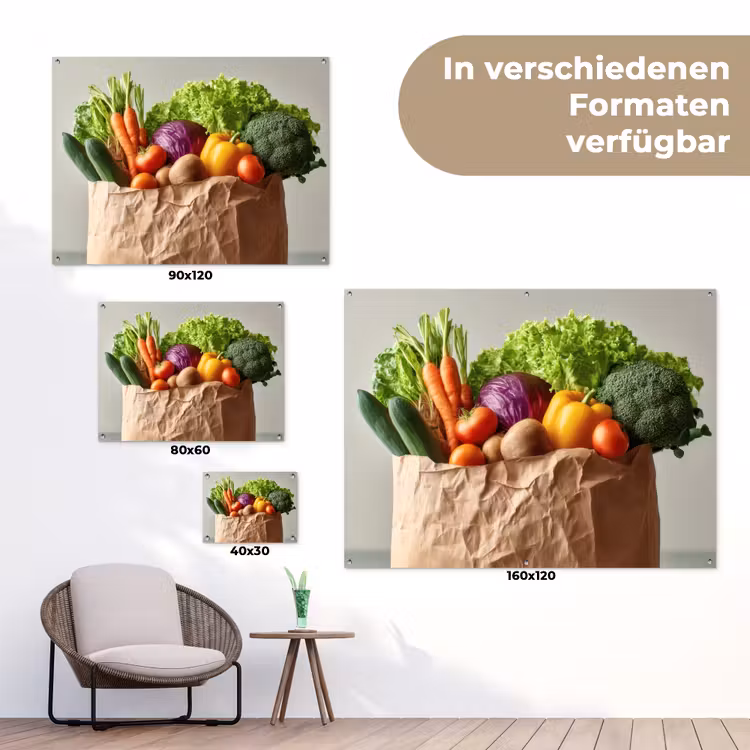 Papieren - Boodschappen - Groente - Kleurrijk tuinposter los doek klein -Xsfeer9_DE