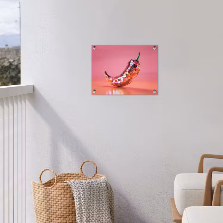 Peper - Disco - Rood - Glitter tuinposter los doek klein -sfeer8