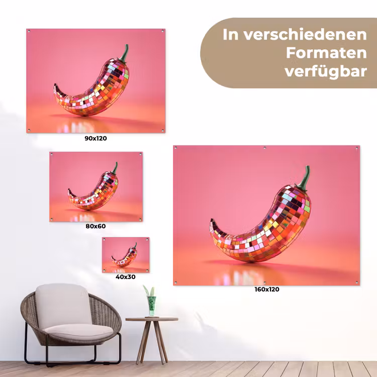 Peper - Disco - Rood - Glitter tuinposter los doek klein -Xsfeer9_DE