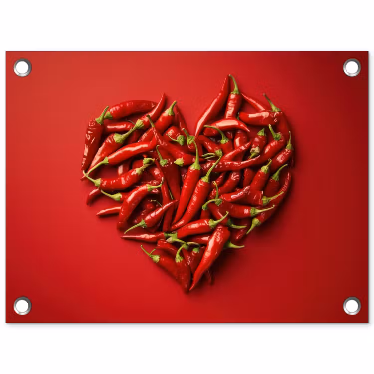 Pepers - Rood - Hart tuinposter los doek klein -3d