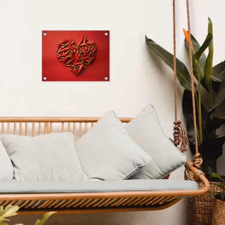 Pepers - Rood - Hart tuinposter los doek klein -sfeer7