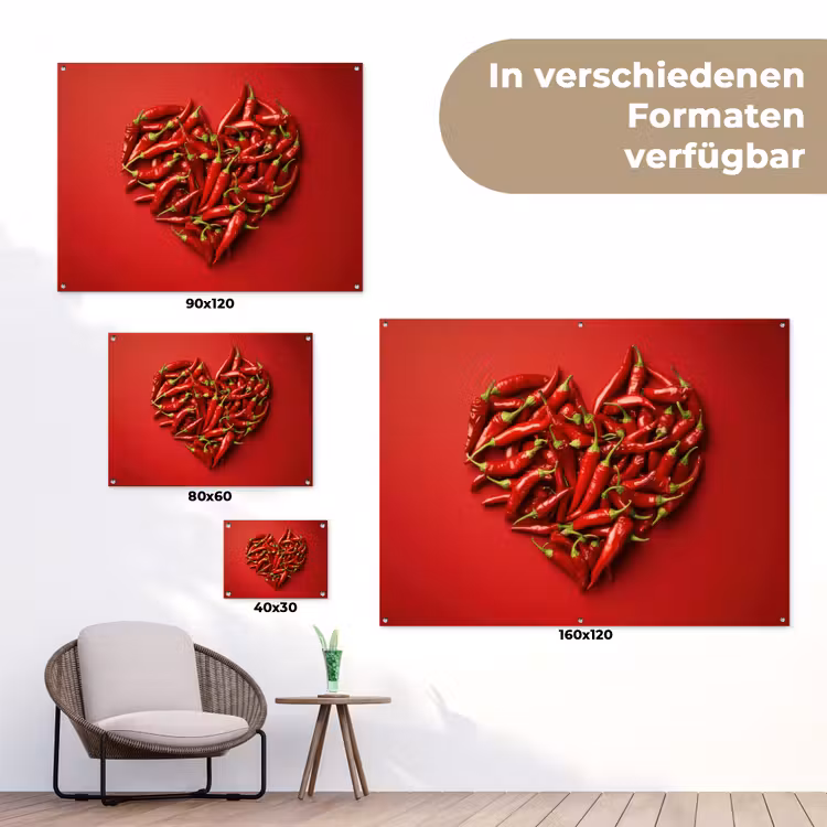 Pepers - Rood - Hart tuinposter los doek klein -Xsfeer9_DE