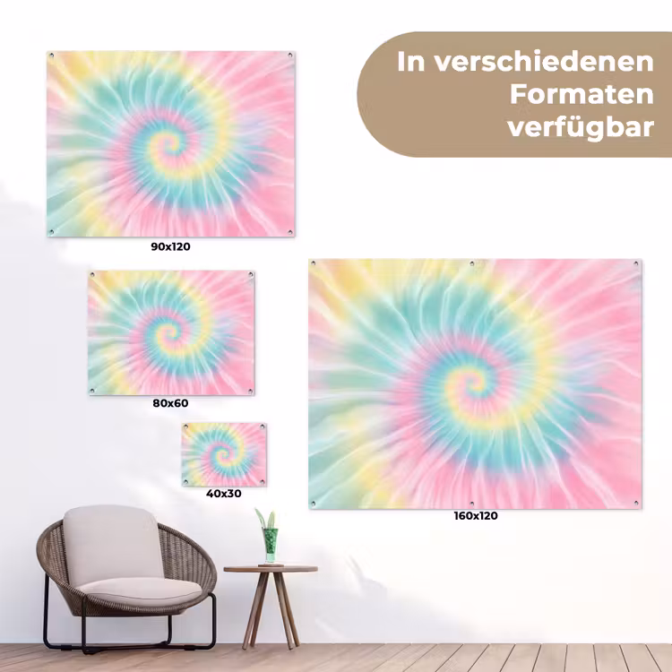Pasteltinten - Tie dye - Roze tuinposter los doek klein -Xsfeer9_DE