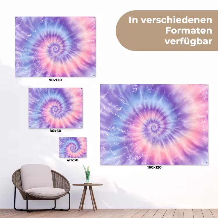 Pasteltinten - Paars - Spiraal - Marmer tuinposter los doek klein -Xsfeer9_DE