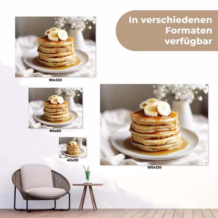 Pannenkoeken - Banaan - Siroop - Wit - Beige tuinposter los doek klein -Xsfeer9_DE
