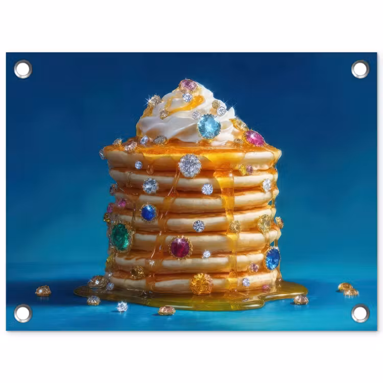Pannenkoeken - Steentjes - Glitter - Slagroom tuinposter los doek klein -3d