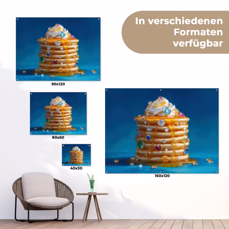 Pannenkoeken - Steentjes - Glitter - Slagroom tuinposter los doek klein -Xsfeer9_DE
