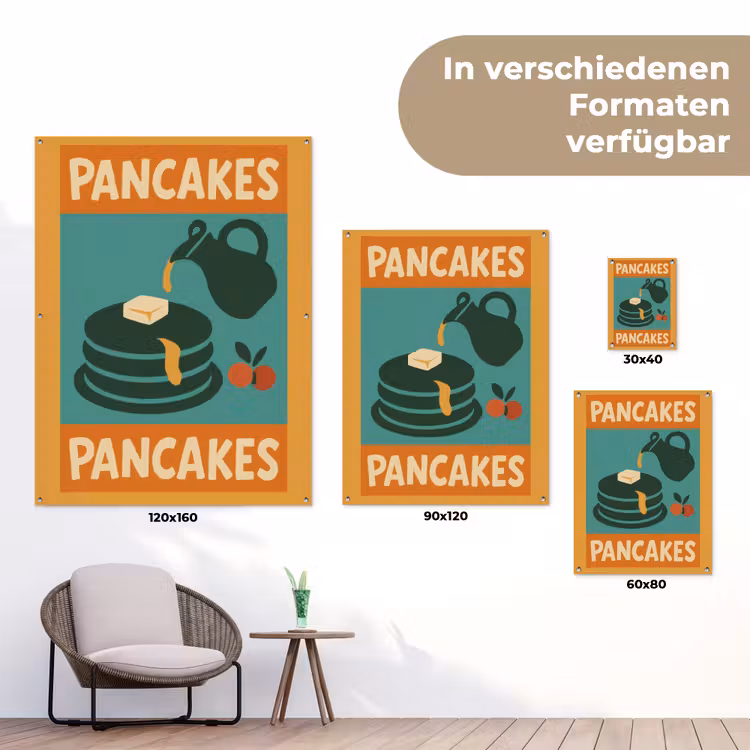 Pannenkoeken - Siroop - Illustratie - Oranje tuinposter los doek klein -Xsfeer9_DE