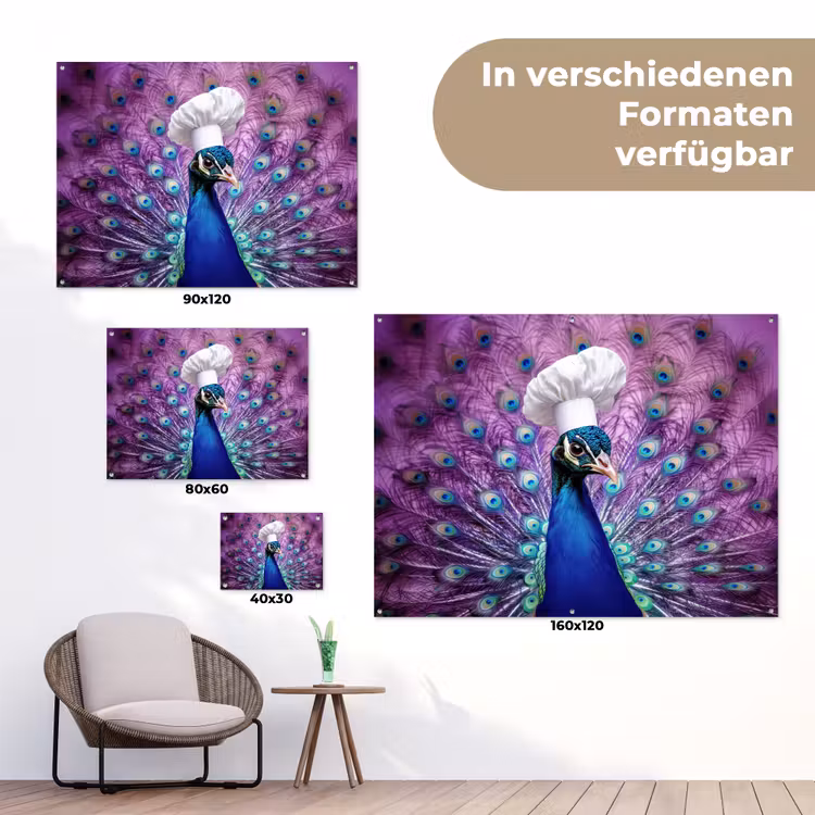 Pauw - Koksmuts - Cool - Paars tuinposter los doek klein -Xsfeer9_DE