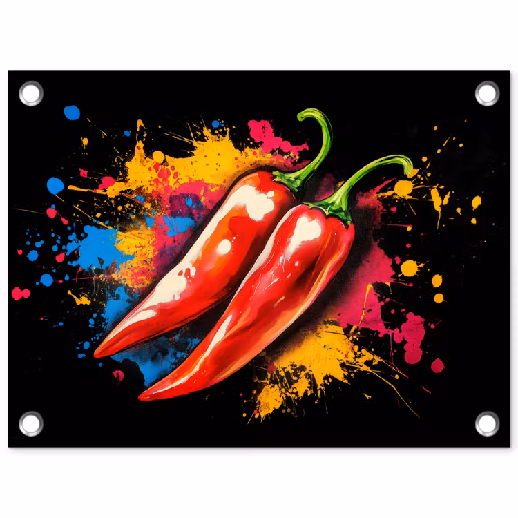 Peper - Graffiti - Verf - Abstract - Modern - Kleurrijk tuinposter los doek klein -3d