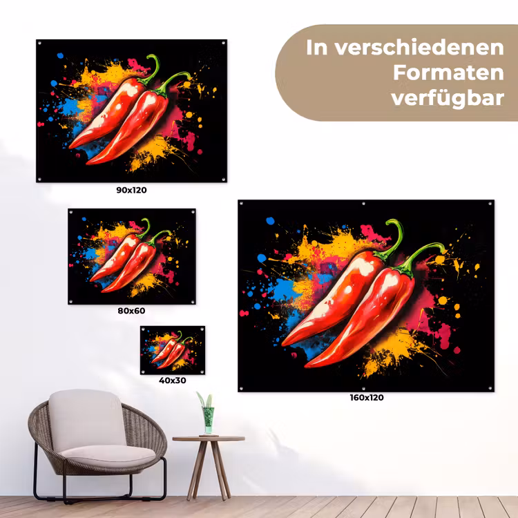 Peper - Graffiti - Verf - Abstract - Modern - Kleurrijk tuinposter los doek klein -Xsfeer9_DE