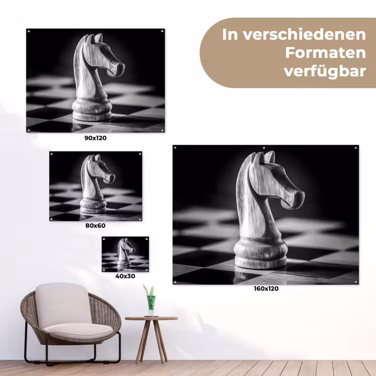 Paard - Hout - Schaalbord - Zwart tuinposter los doek klein -Xsfeer9_DE