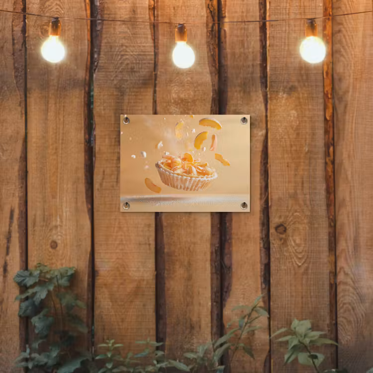 Peach - Eten - Taart - Oranje tuinposter los doek klein -sfeer1