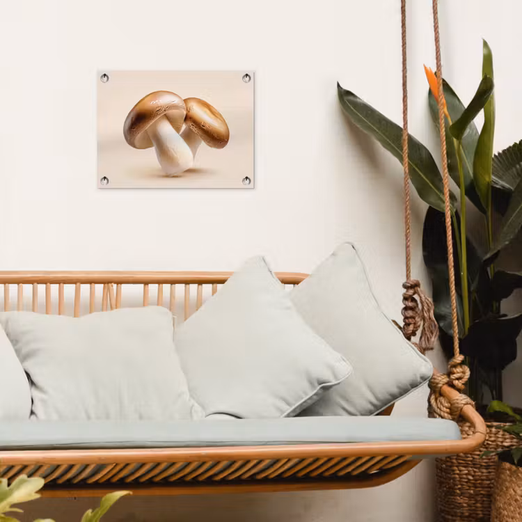 Champignons - Zacht - Beige tuinposter los doek klein -sfeer7