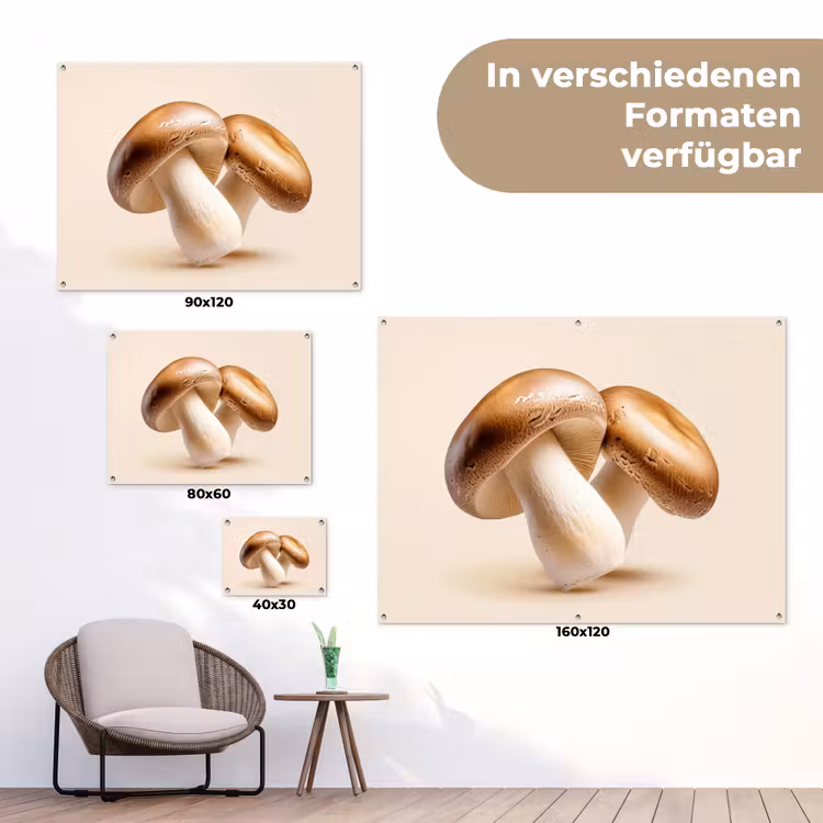 Champignons - Zacht - Beige tuinposter los doek klein -Xsfeer9_DE