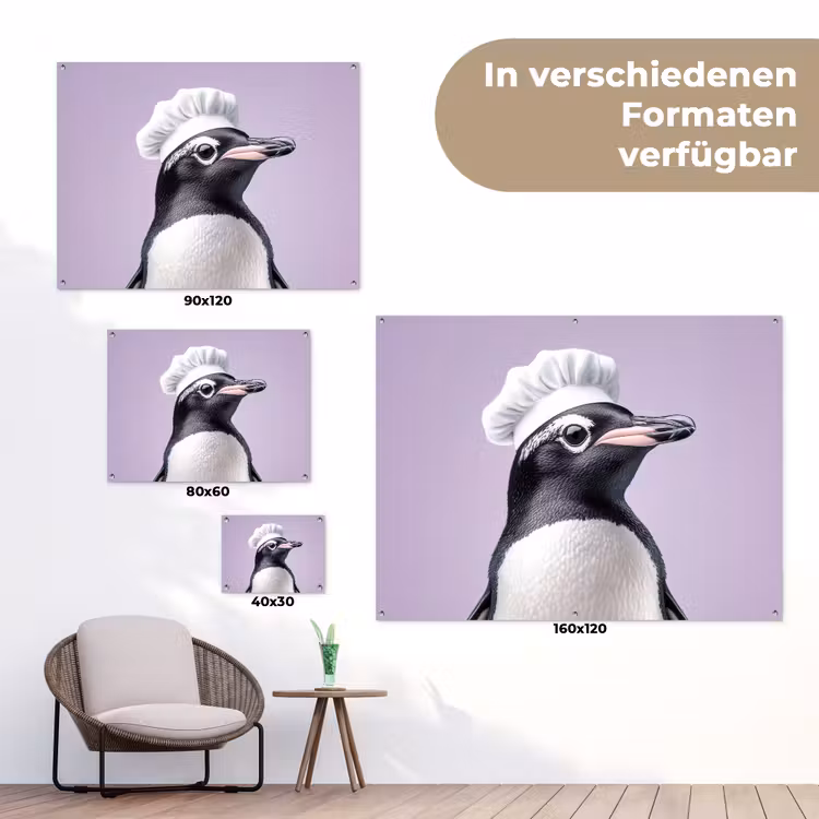 Pinguïn - Koksmuts - Lief - Paars tuinposter los doek klein -Xsfeer9_DE
