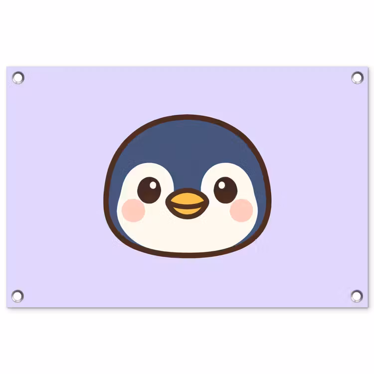 Pinguïn - Paars - Schattig tuinposter los doek klein -3d