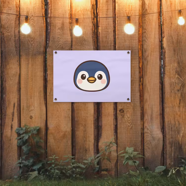 Pinguïn - Paars - Schattig tuinposter los doek klein -sfeer1
