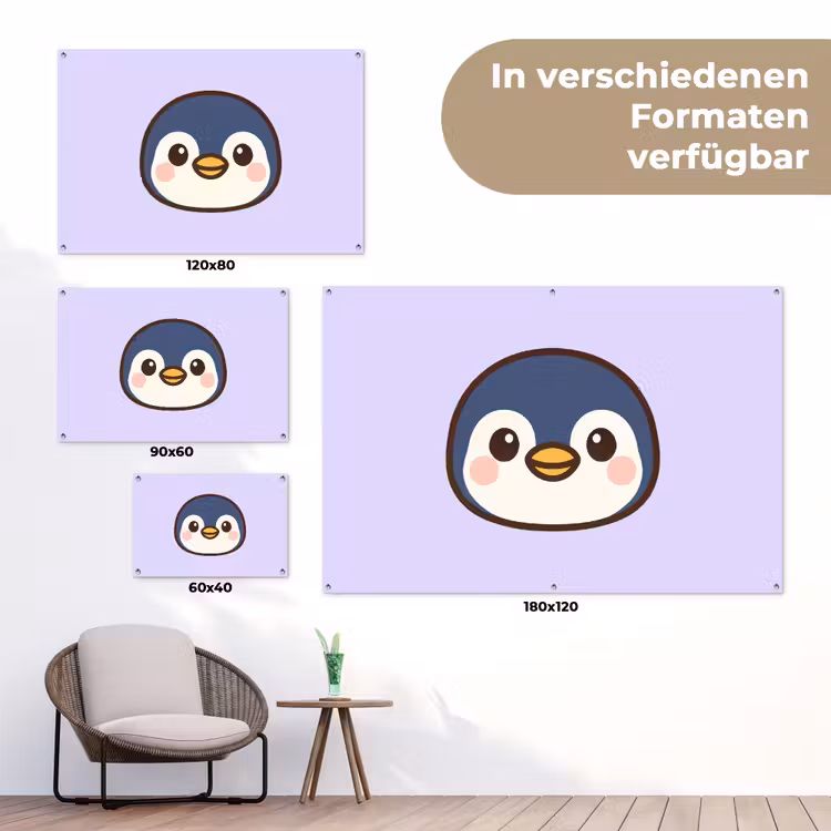 Pinguïn - Paars - Schattig tuinposter los doek klein -Xsfeer9_DE