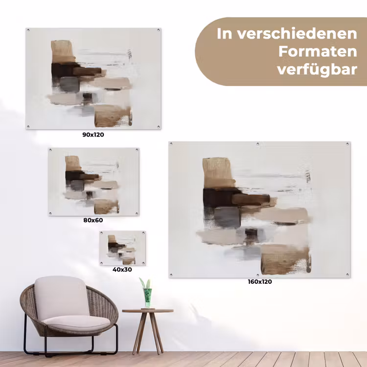Penseelstreken - Balans - Beige - Bruin tuinposter los doek klein -Xsfeer9_DE