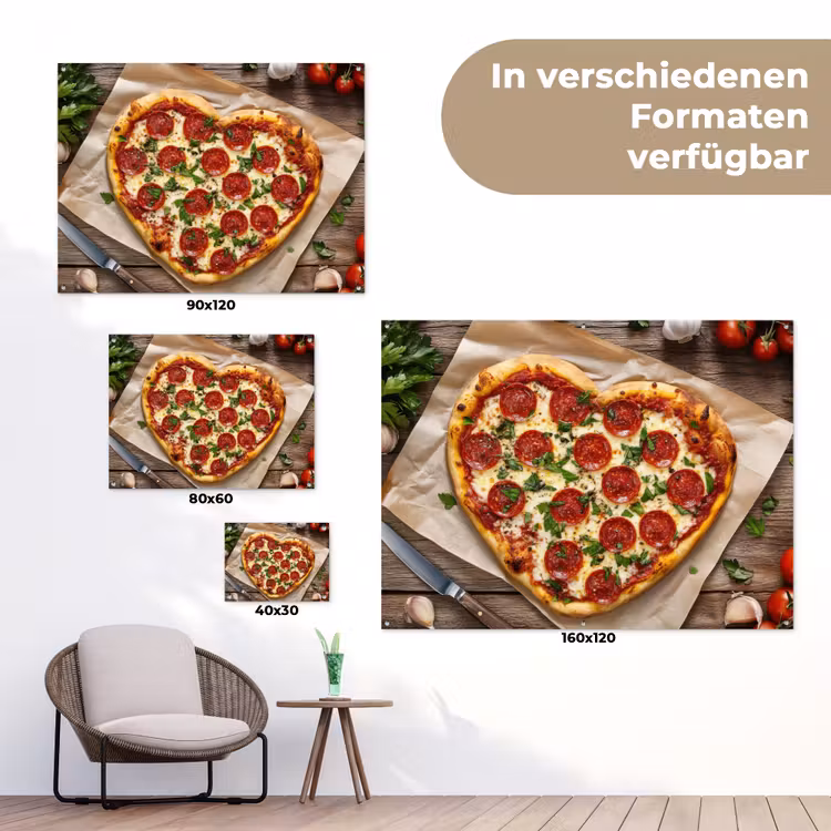 Pizza - Hart - Pepperoni - Tomaat tuinposter los doek klein -Xsfeer9_DE