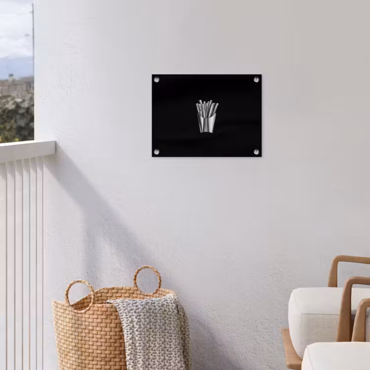 Frietjes - Futuristisch - Zilver tuinposter los doek klein -sfeer8