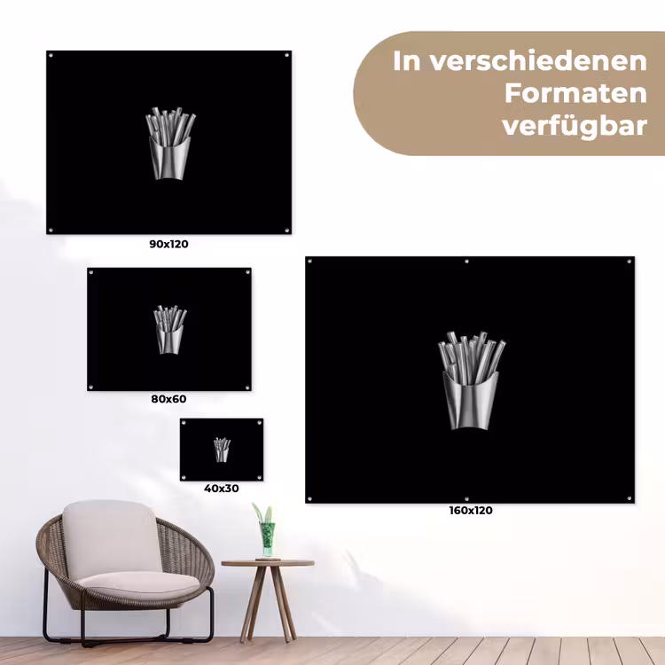 Frietjes - Futuristisch - Zilver tuinposter los doek klein -Xsfeer9_DE