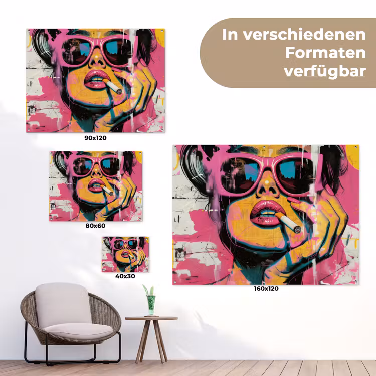 Portret - Vrouw - Abstract - Zonnebril tuinposter los doek klein -Xsfeer9_DE